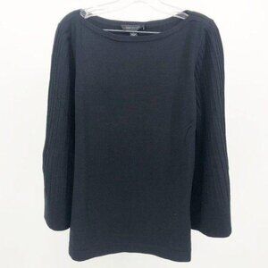 Ann Taylor Black Pullover Top Ribbed Wide Sleeve Women's Size Medium Belle Sleev